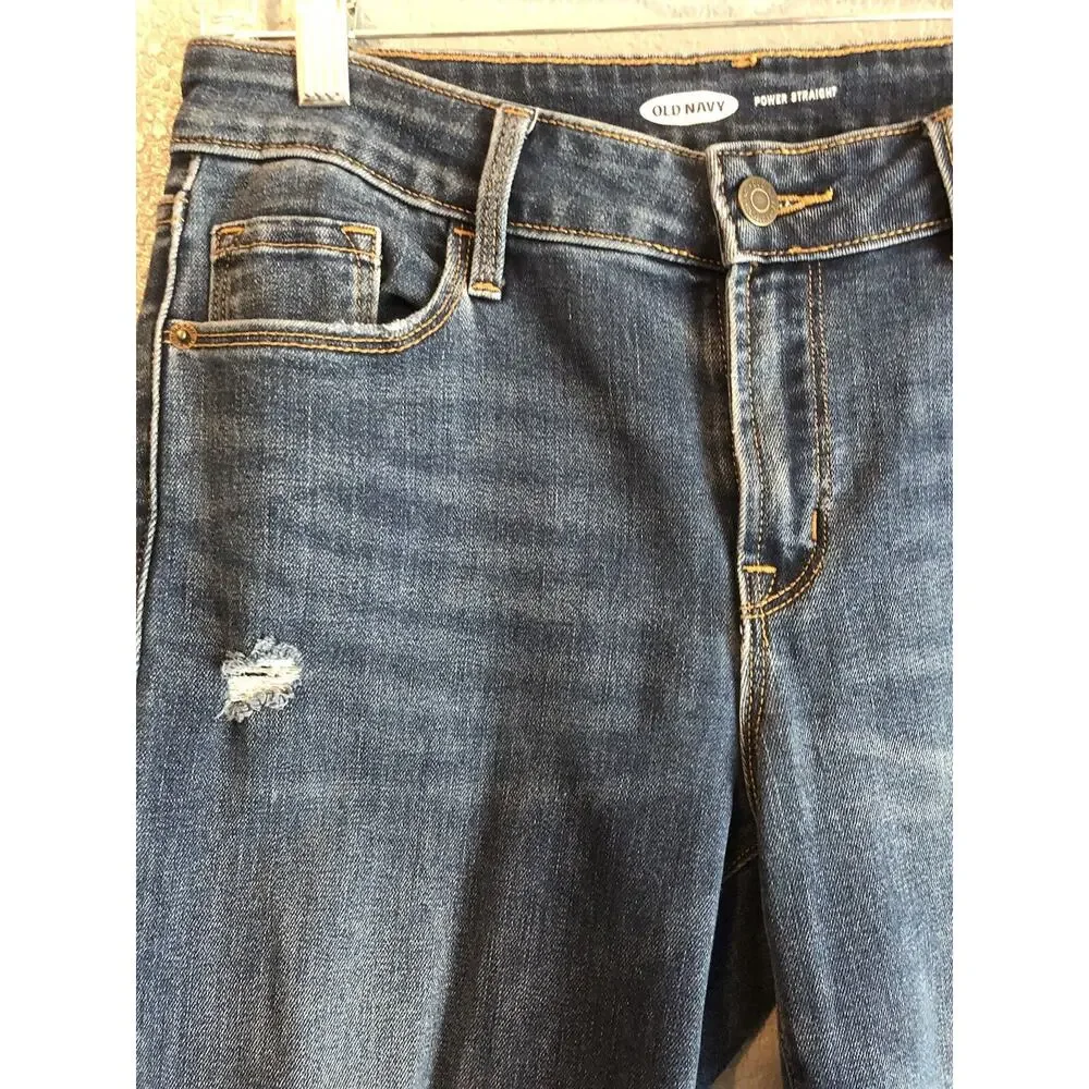 Old Navy Womens Denim 4 Power Straight Medium Wash Blue Jean Mid Rise Pants Boho